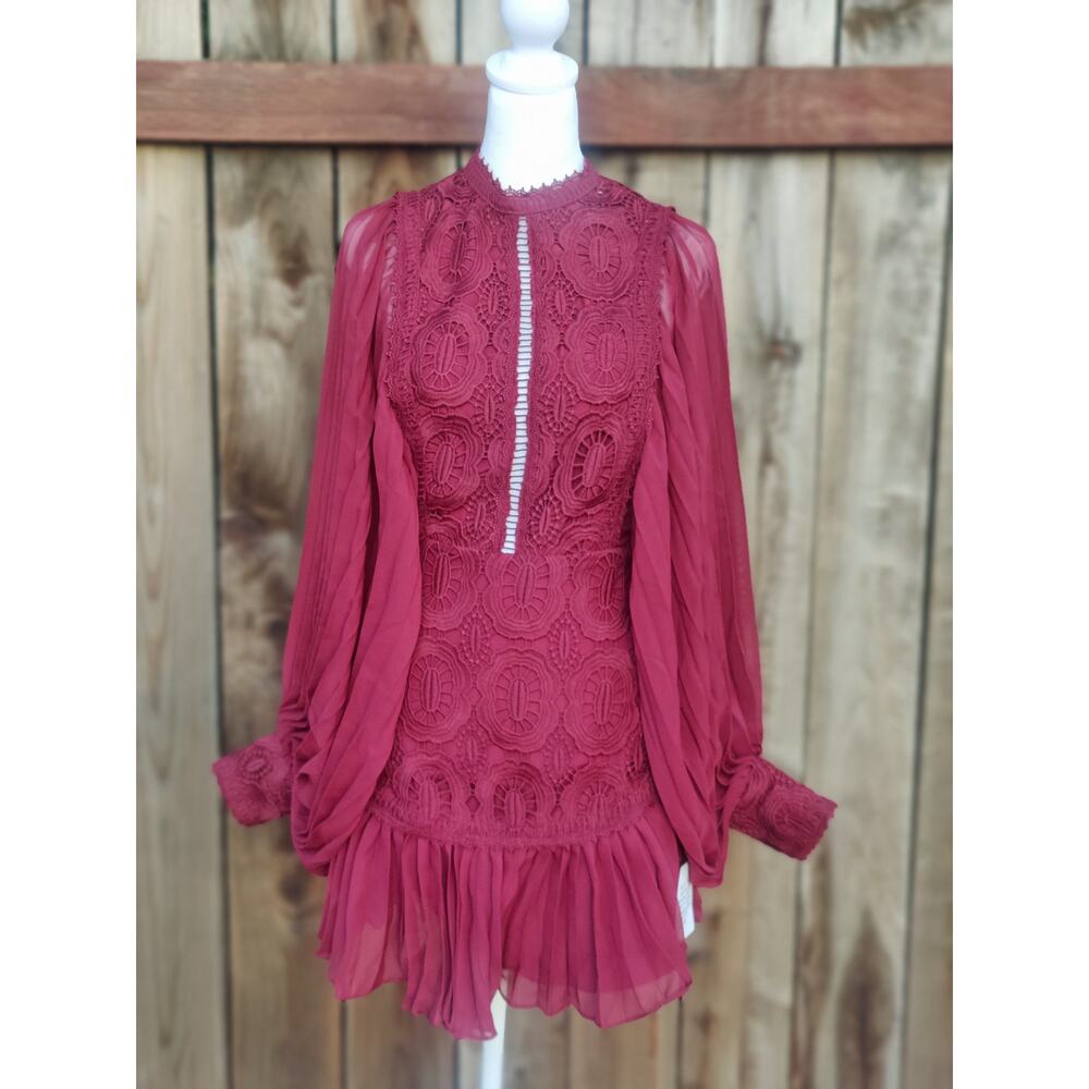 ASOS DESIGN Burgundy Lace Mini Dress Perfect for Valentines Day Romantic Size 4